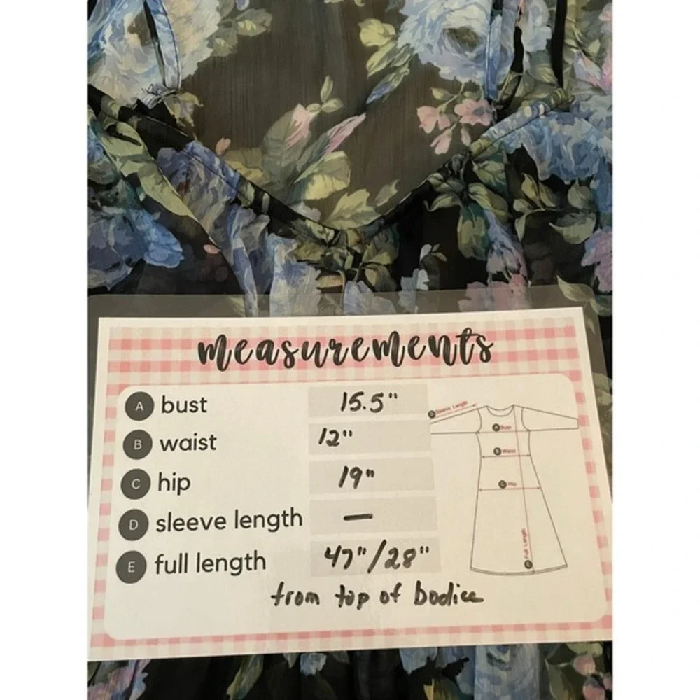 Abercrombie & Fitch XS Floral Ruffle Maxi Dress Sheer‎ Overlay Adjustable Straps